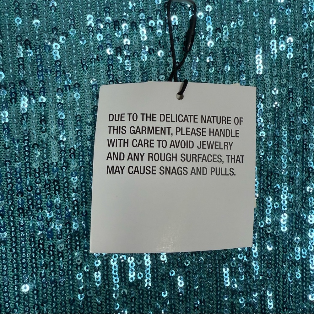 Anne Klein NWT Women’s Teal/Blue Green Short Sleeve Fully Sequined Top Size OX - Picture 12 of 15
